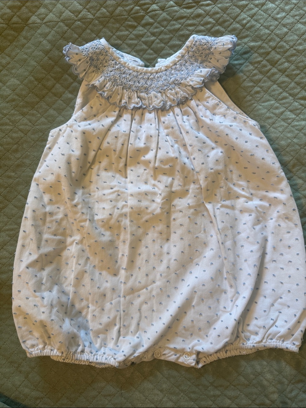 Luli & Me Light Blue Smocked Ruffle Romper